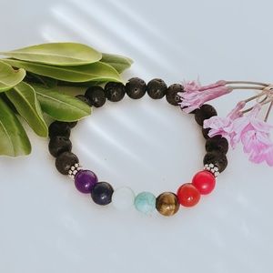 Handcrafted chakra and lava bead bracelets